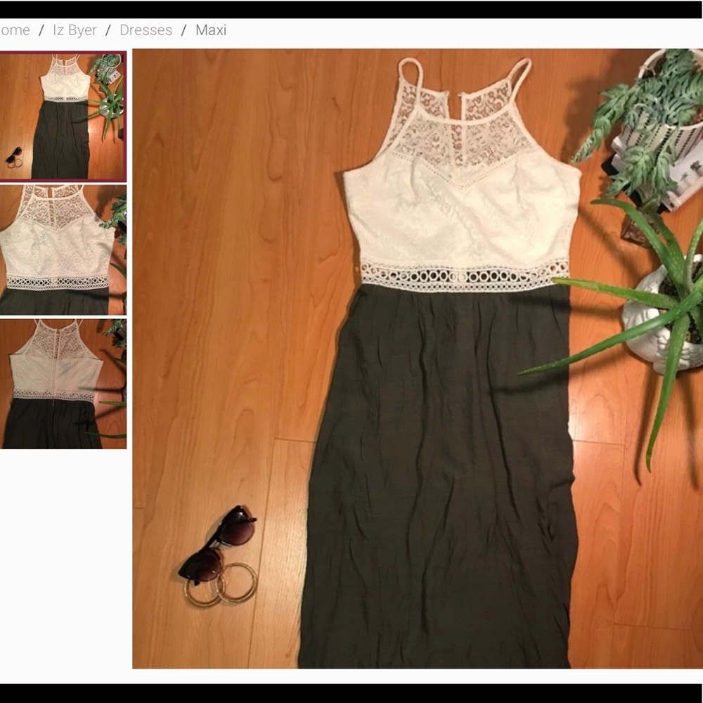 White & Green Summer Maxi Dress